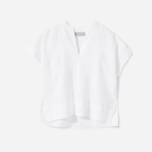 EVERLANE Linen Split-Neck Top
